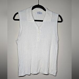 White Stag Ribbed White Sleeveless Blouse